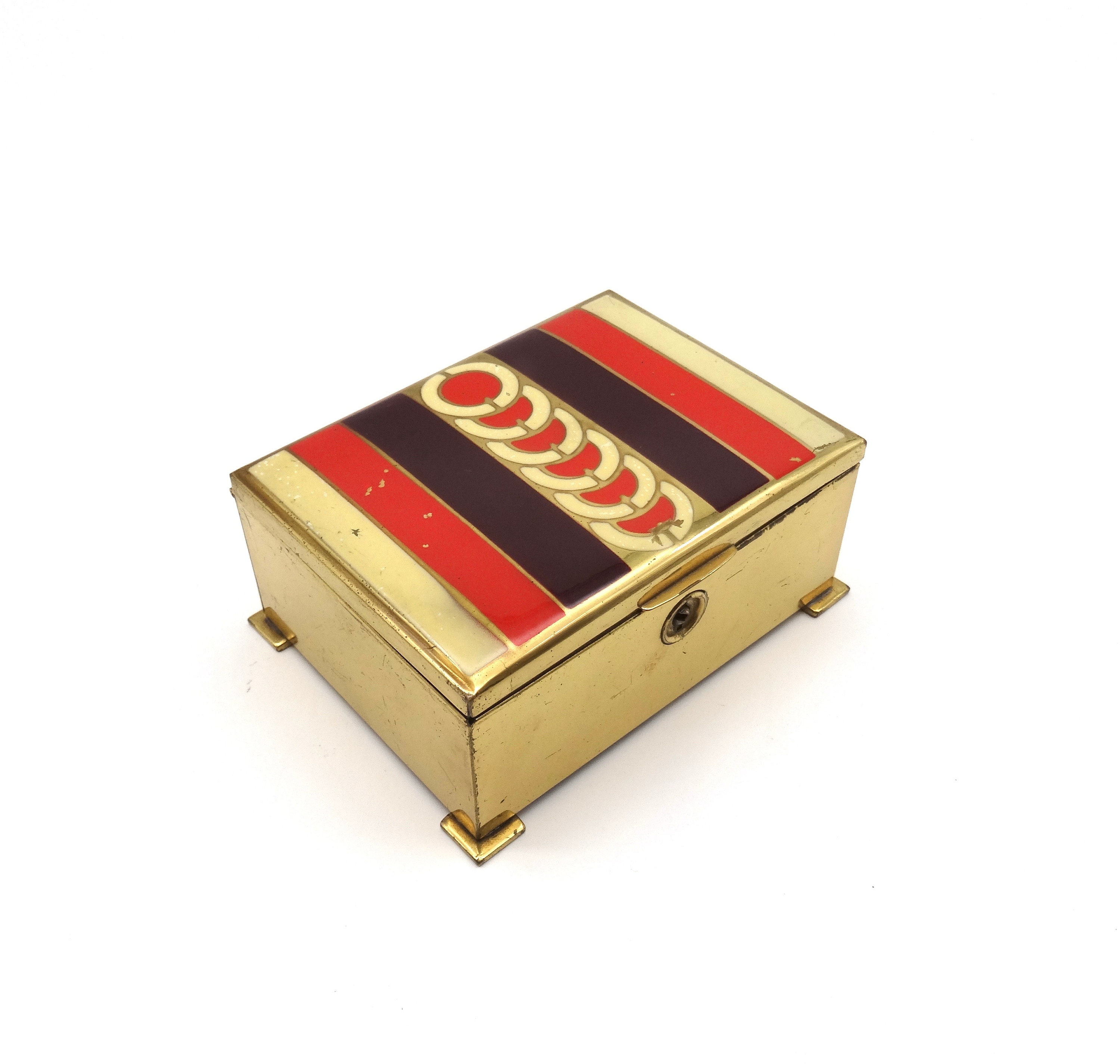 Rare bauhaus suprematism enamel jewelry box Art Deco Germany 1930