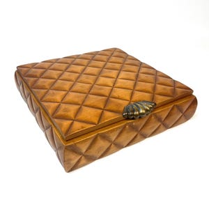 Rare stunning art deco wooden Jewelry box with brass shell knob bauhaus Germany 1930
