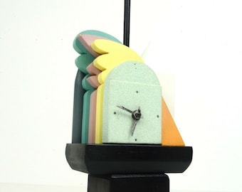Rare 80s postmodern Desk clock sculpture art memphis age