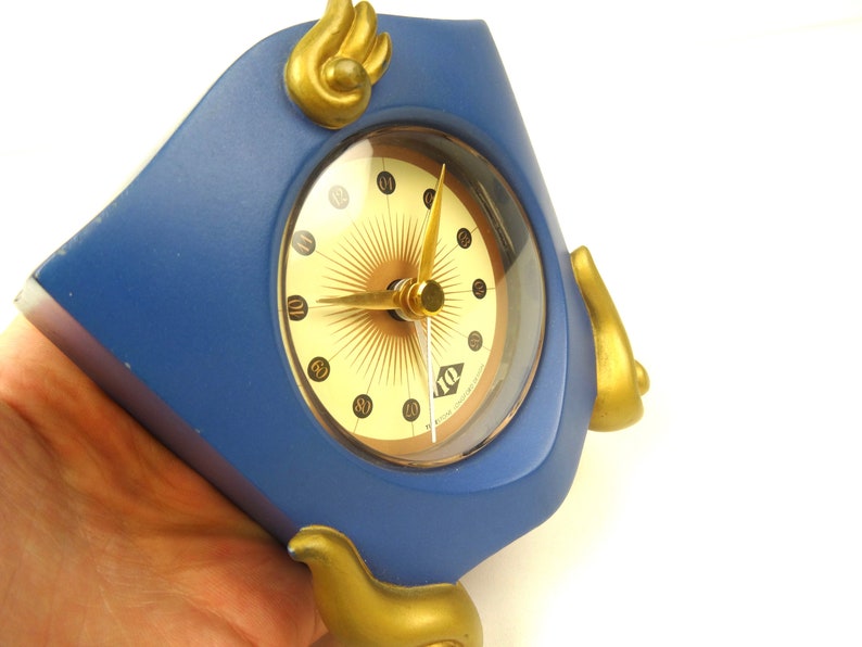 Lovely 80s Postmodern Blue & Gold Pop Art Memphis Age Desk Clock by ...