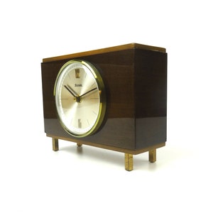 Stunning rare Hermle mid century 60s teak desk clock