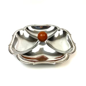 Rare Bauhaus Art deco silver plated center of table bowl plate barware with bakelite knob by Hoka