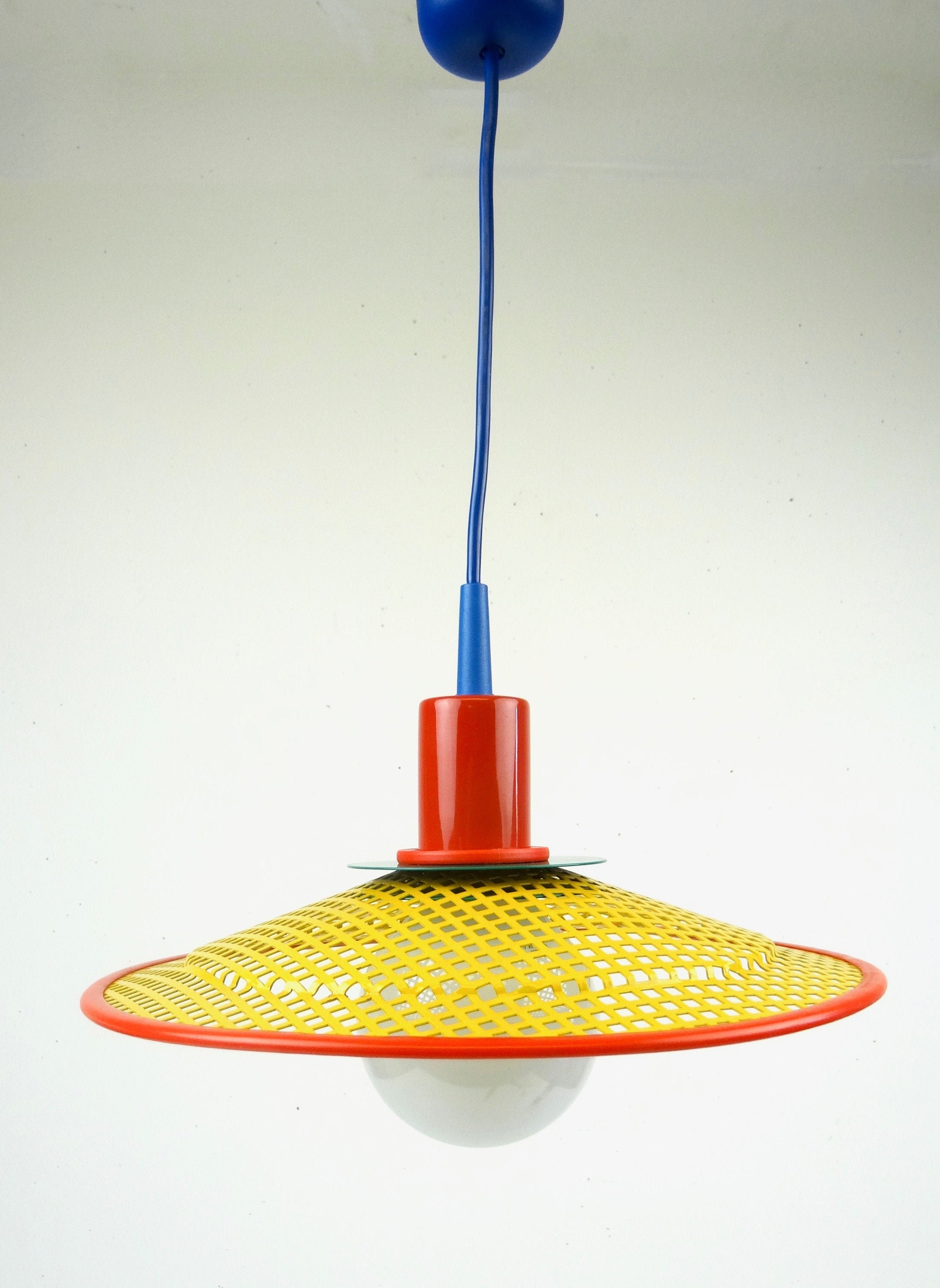 Rare Lampe Suspendue Postmoderne Des Années 80 Memphis