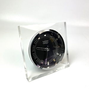 Rare Space age minimalist acrylic desk clock by Kienzle Design
