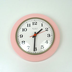 Stunning mid century Pink 80s Postmodern pop art wall clock by WEIMAR