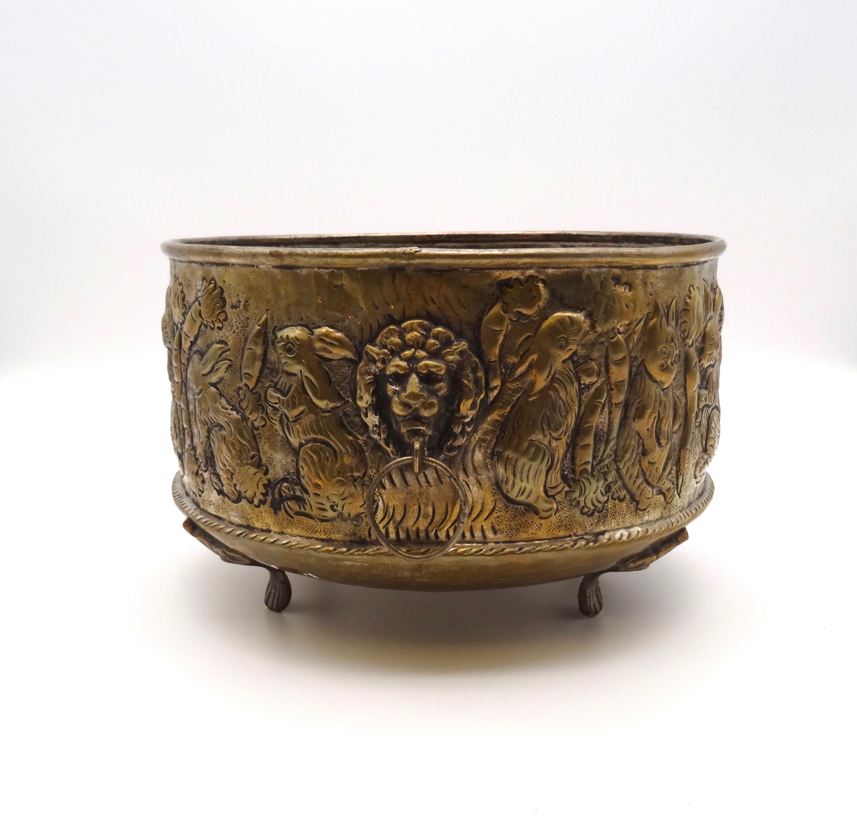 Rare Beautiful Antique Art Nouveau Metal Planter With Rabbits - Etsy