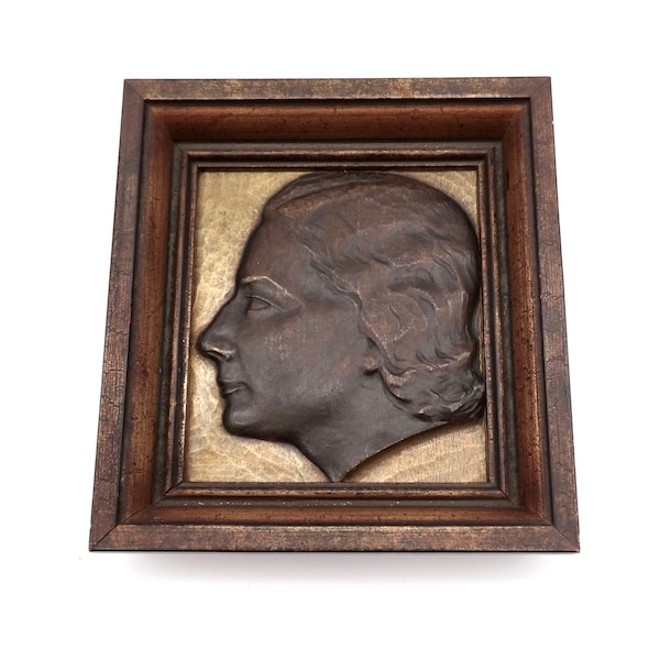 Rare belle tête de femme en bronze Art Déco dans un cadre Portrait vers 1920