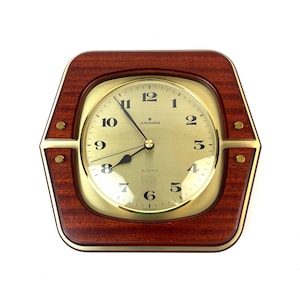 Beautiful Mid Century Danish Modern Teak Brass Wall Clock by Junghans