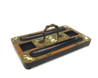 Antique original art nouveau gargoyle handle desk organizer Cabinet of curiosities