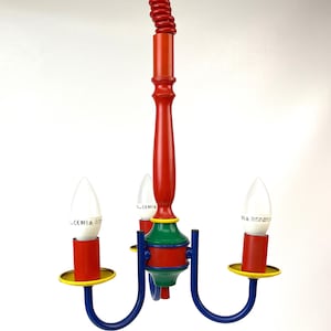 Rare Colorful small 80s Postmodern Mid Century Chandelier memphis age hanging Lamp