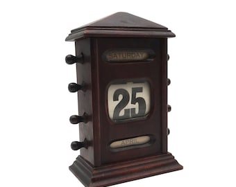 Rare Antique office wooden perpetual desk calendar Great Britain 1890