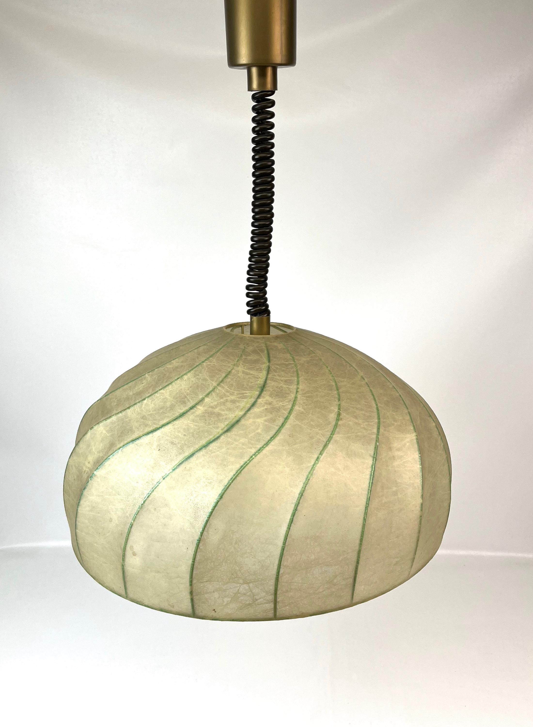 Very Rare Mid Century Swirl Cocoon Pendant Lamp by Goldkant 