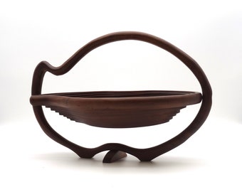 Stunning sculptural Danish modern mid century Teak Fruit Bowl Center of Table