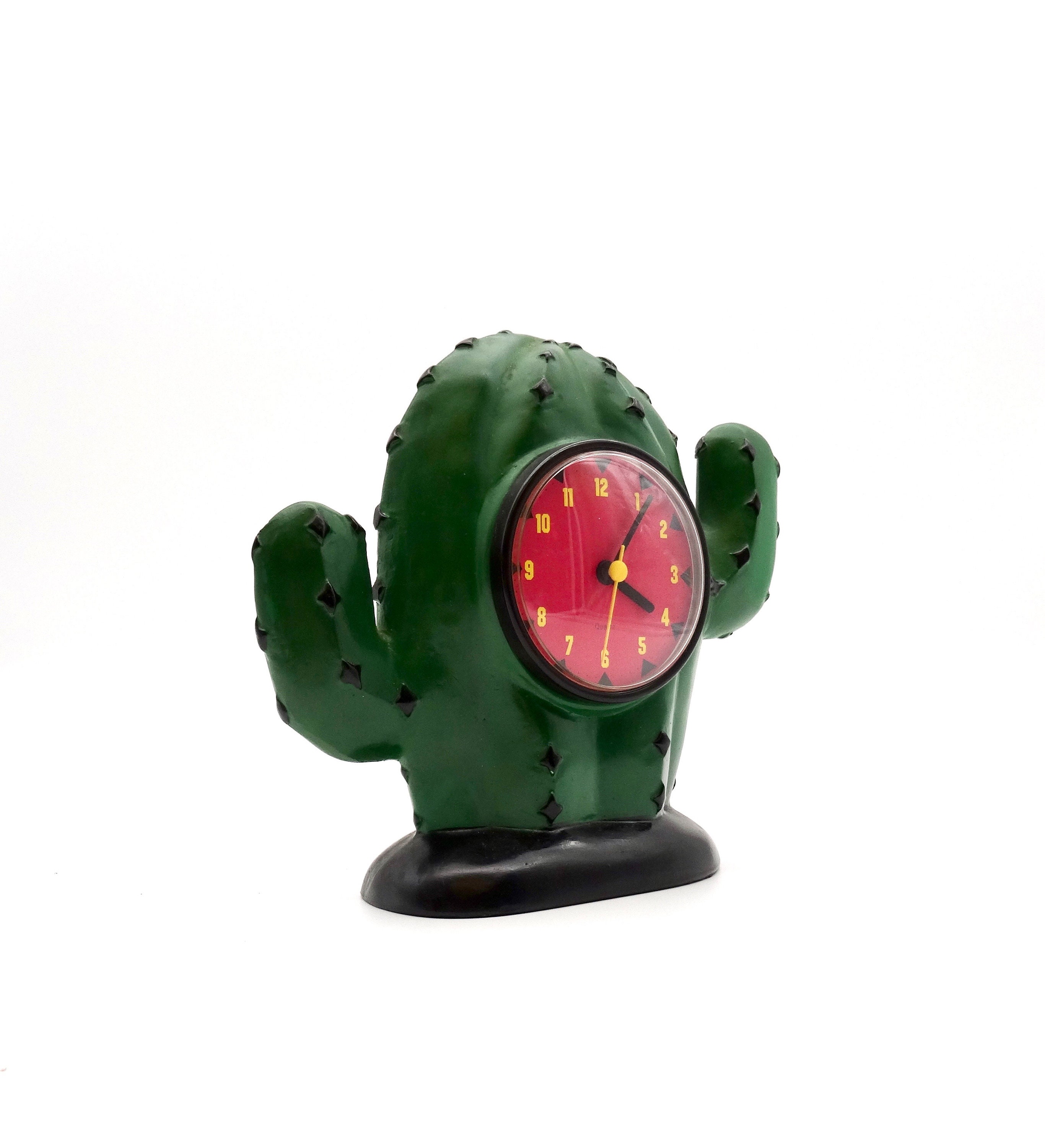 Rare Postmodern Mid Century Cactus Desk Clock 80s Memphis Acme Age