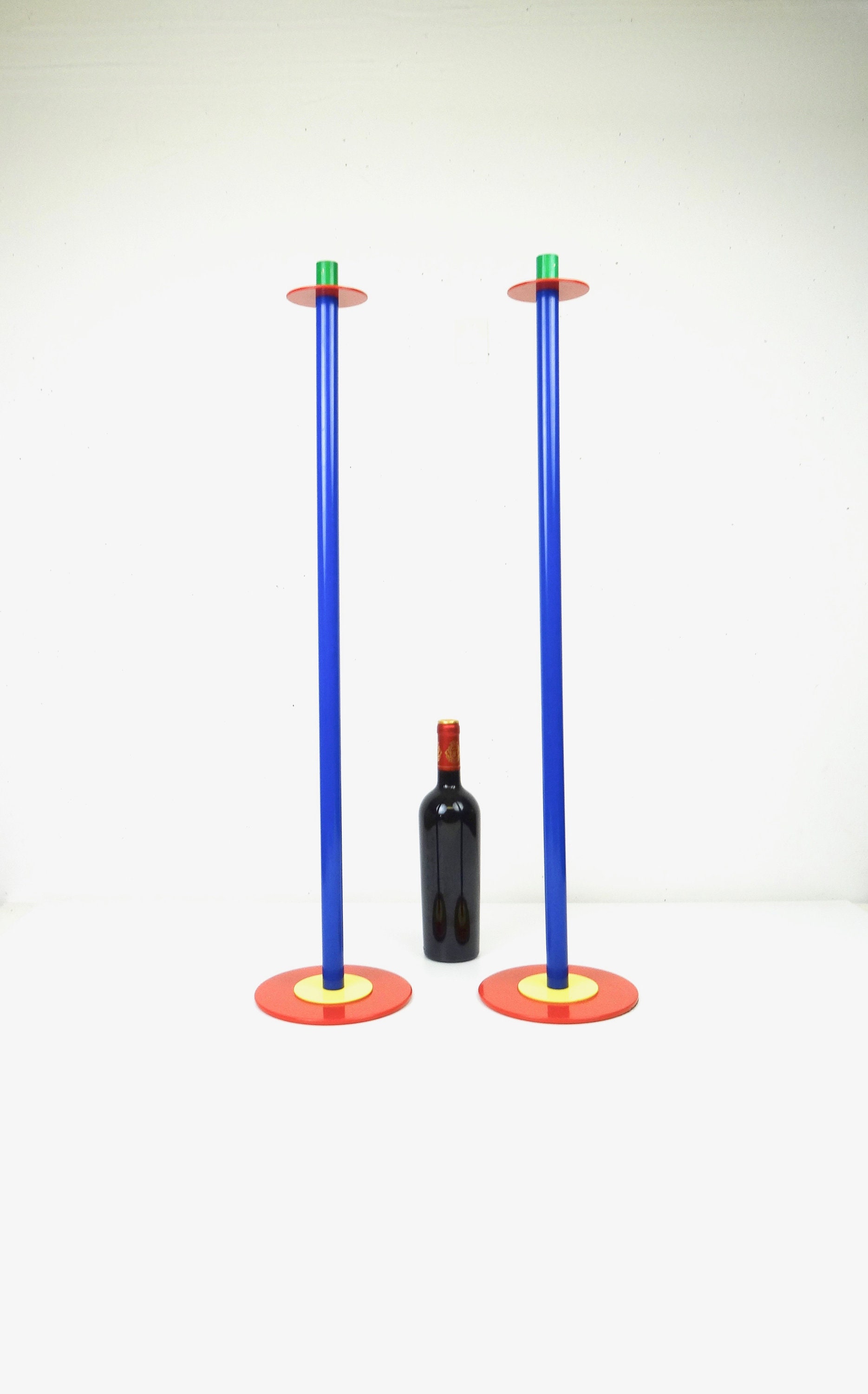 Très Rare Paire Énorme Xxl Postmoderne 80S Memphis Age Chandeliers