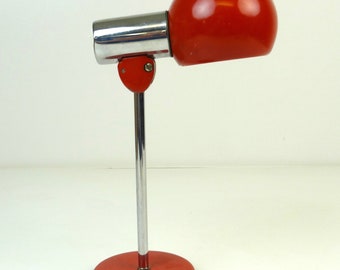 Rare Space Age Mid Century Red & Chrome desk lamp by Kaiser Germany