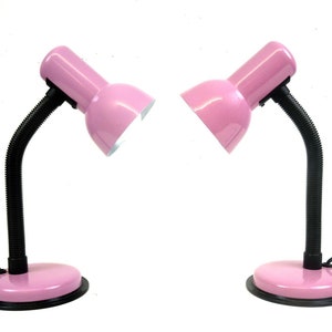 Stunning Vintage Pair Postmodern Pink Bedside desk lamps by VENETA LUMI