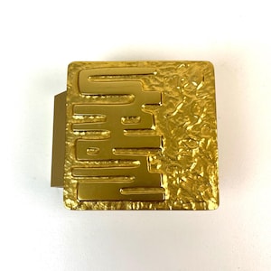 Beautiful Vintage Mid Century golden Solid Abstract Brutalist Metal cast Door Handle