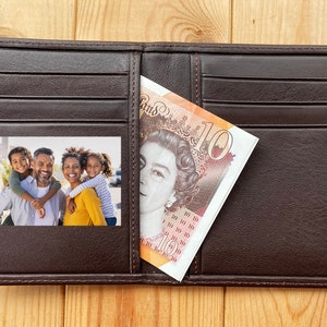 Slim Personalised Genuine Leather Wallet | Leather mens wallet with picture | Gift for him leather wallet
