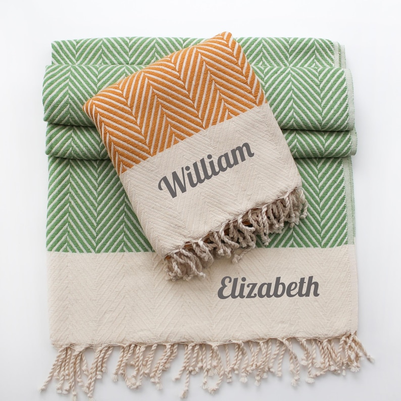 Personalised Soft Cotton Throw Blanket, Chevron SofaThrow, Gift for Her, 2nd Anniversary Gift, Personalised Birthday Gift, Couple Gift image 15