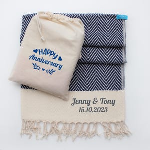 Luxury Cotton Throw Blanket | Baptism Gift | Retirement Gift | 2nd Anniversary Gift | Personalised Birthday gift | Gift set for couple