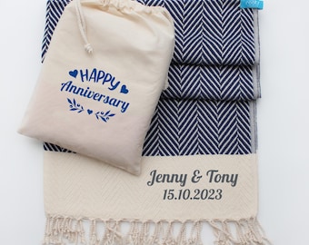 Luxury Cotton Throw Blanket | Baptism Gift | Retirement Gift | 2nd Anniversary Gift | Personalised Birthday gift | Gift set for couple