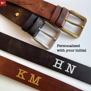 Personalised handmade real leather men&#39;s belt | Handcrafted personalised leather belt | Gift for him | Leather Anniversary gift for him