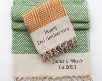 Personalised Cotton Throw | Garden Shawl | Gift for her | Cotton Anniversary Gift | Personalised Retirement gift | 2nd Wedding Anniversary