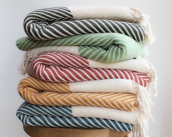 Manta de algodón suave personalizada, diseño chevron para sofá, regalo para ella, regalo de segundo aniversario, regalo de cumpleaños personalizado, regalo para parejas