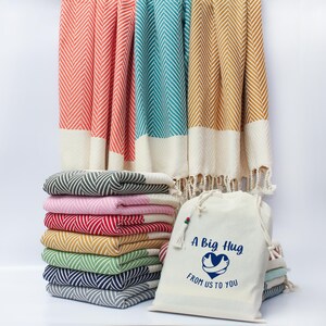 Personalised Soft Cotton Throw Blanket, Chevron SofaThrow, Gift for Her, 2nd Anniversary Gift, Personalised Birthday Gift, Couple Gift image 3