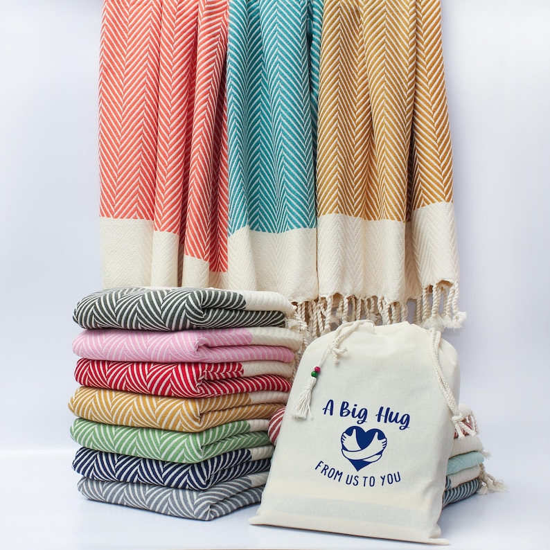 Personalised Soft Cotton Throw Blanket, Chevron SofaThrow, Gift for Her, 2nd Anniversary Gift, Personalised Birthday Gift, Couple Gift image 3