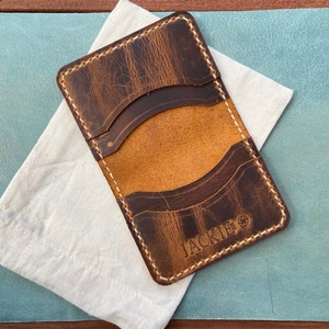 Porte-cartes en cuir pour homme en cuir véritable fabriqué à la main personnalisé Cadeau pour papa, cadeau pour lui Fabriqué à la main en cuir de grain supérieur