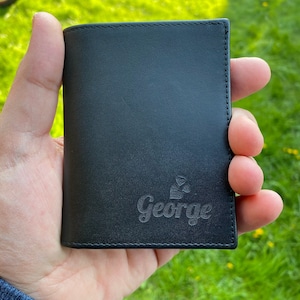 Leather mens wallet, Personalised Leather card holder, Groomsmen gift leather mens wallet card holder, 3rd Anniversary gift
