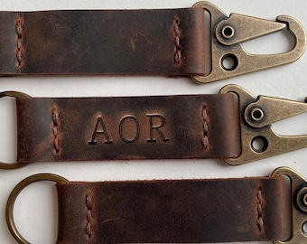 Fathers day gift for him, Drive safe keychain with Initials, Personalised Leather Keyring, 3rd Anniversary Gift