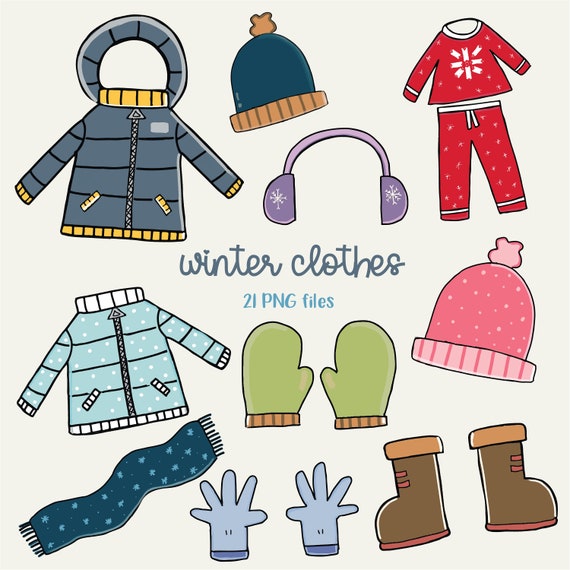Winter Clothing Clipart, Clothes Digital Clipart, Winter Clipart