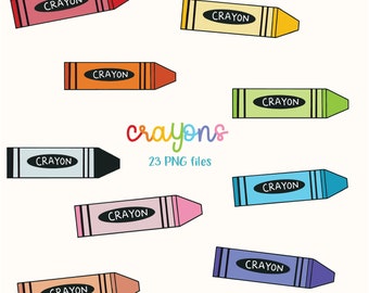 Crayons Clipart, Rainbow Clipart, Crayons Graphics, School Supplies, Clipart for Teachers, Clipart for Kids, Red Crayon, Pink Crayon
