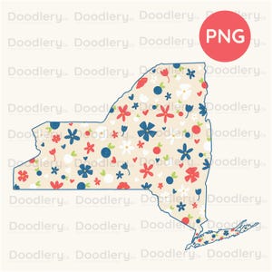 Carte de l'État de New York dessinée à la main PNG | Clipart contour NY pour autocollants, t-shirts, affiches et travaux créatifs de voyage | Cadeau design souvenir de l'état de New York