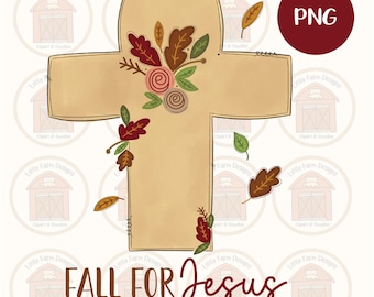 Val voor Jezus, Hij verlaat je nooit (PNG), Christelijk herfstontwerp (PNG), Kruis herfstontwerp (PNG), Christelijk herfstontwerp (sublimatie), T-shirtontwerp voor de herfst