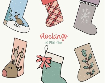 Christmas Stockings Clipart, Christmas Boots, Christmas Clipart, Holiday Clipart, Santa Claus Stocking, Snowman Stocking, Winter Clipart