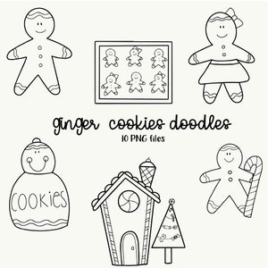 Gingerbread Stamp, Xmas Stamps, Holiday Stamps, Gingerbread Cookies Doodles, Christmas Cookies Stamps, Christmas Doodles, Digital Stamps
