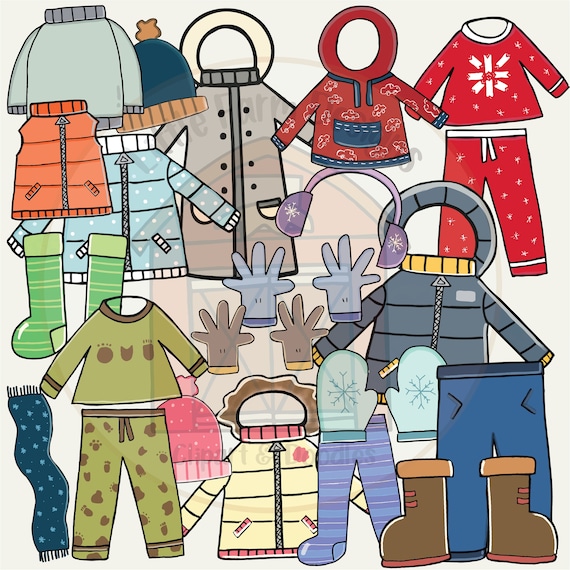 Winter Clothing Clipart, Clothes Digital Clipart, Winter Clipart