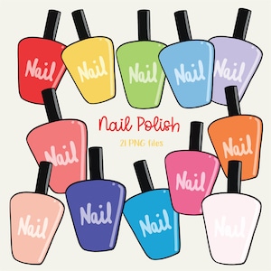 Nail Polish Clipart, Beauty Clipart, Manicure Clipart, Rainbow Colors Nail Polish Graphics, Beauty Salon Graphics, Nail Polish Bottle