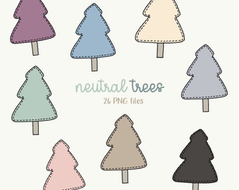 Christmas Trees, Muted Colors Trees, Holiday Clipart, Winter Clipart, Winter Trees, Pine Trees, Scrapbooking Clipart, Neutral Colors