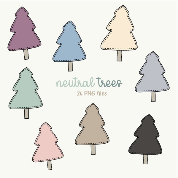 Christmas Trees, Muted Colors Trees, Holiday Clipart, Winter Clipart, Winter Trees, Pine Trees, Scrapbooking Clipart, Neutral Colors