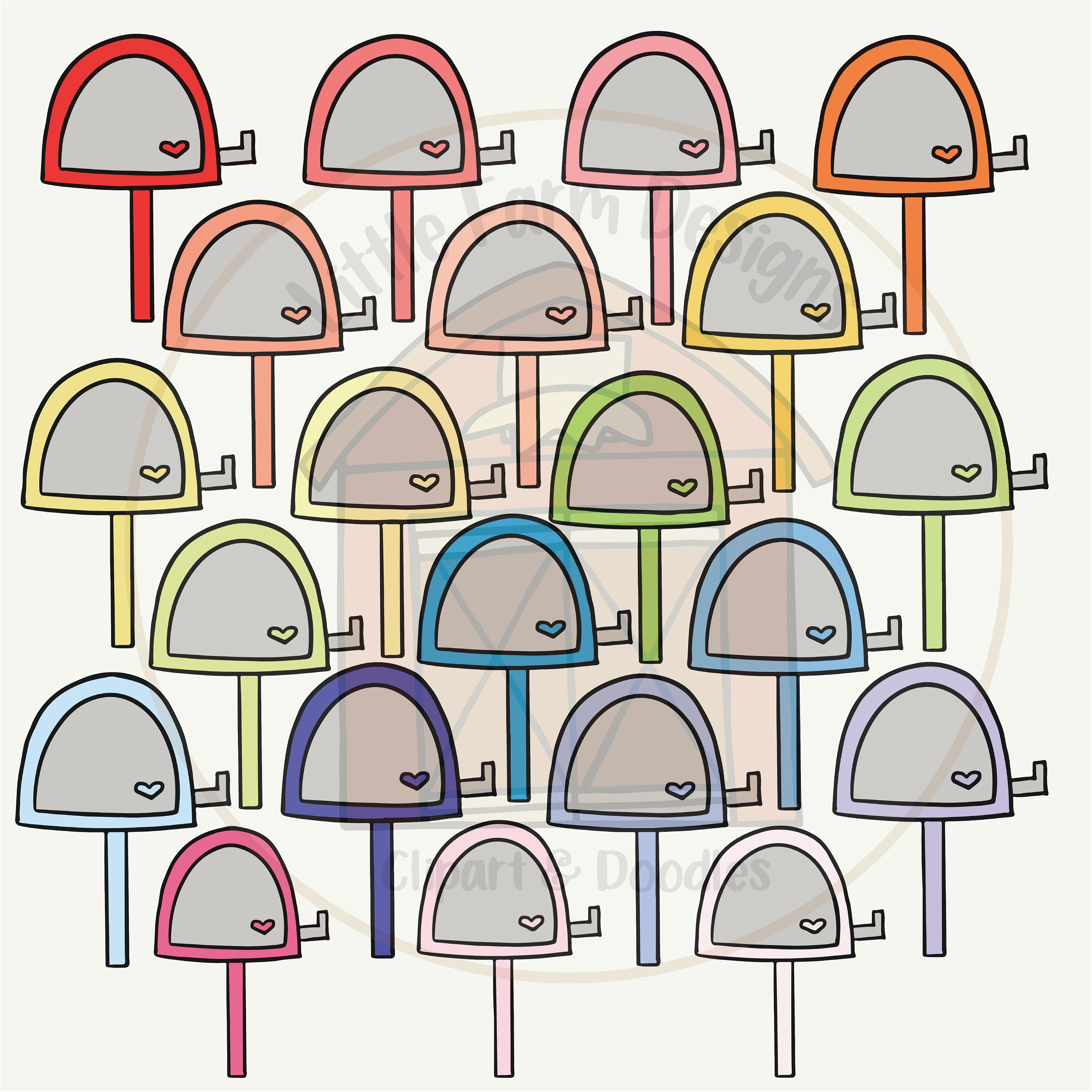 Mailbox Clipart Mail Clipart Mailboxes Graphics Rainbow Etsy Canada