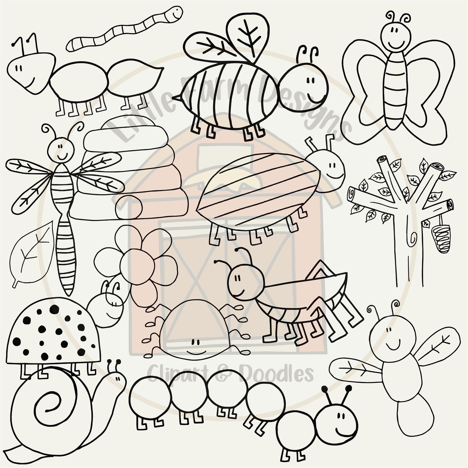 Bugs Digital Stamps - Bugs Black and White - Bugs Printables - Insects ...