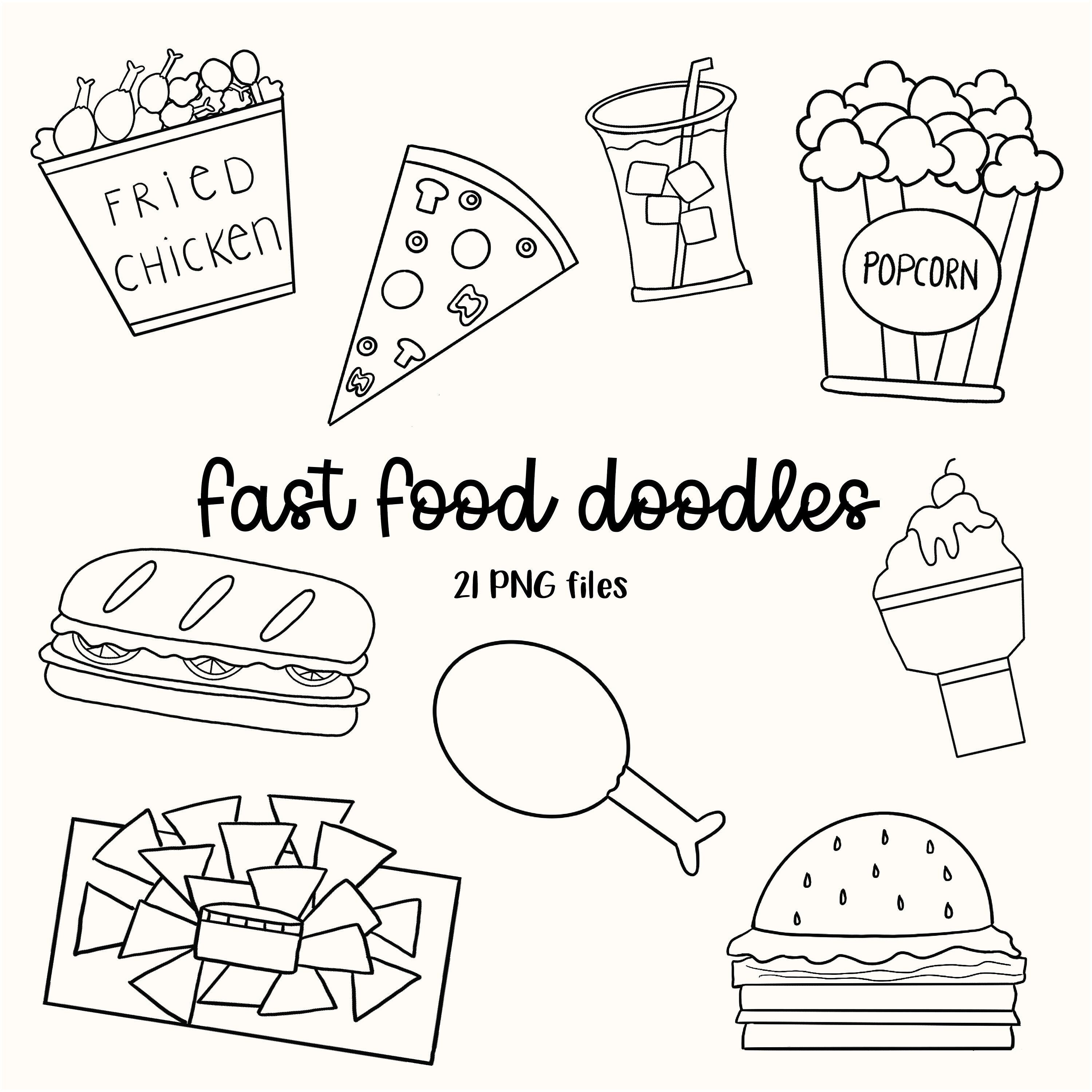 Food Stamps Fast Food Doodles Food Graphics Burger Stamp Etsy