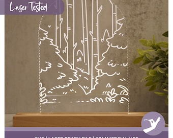 Woodland Scene SVG File: Forest Night Light Design