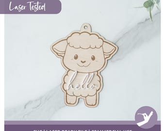 Lamb SVG baby animal laser cut file nursery decor hello sheep tag commercial use