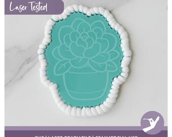 Succulent Coaster SVG: Laser Cut Acrylic Embroidery Design (Digital File)
